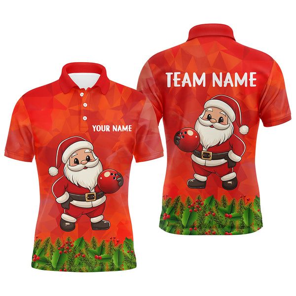 Maxcorners Personalized Funny Santa Christmas Bowling Shirts, Christmas Bowling Shirts Team Uniform | Red