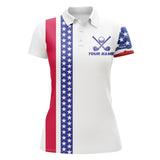 Maxcorners Red, White And Blue American Flag Golf Polo Shirts Custom Patriotic Golf Shirt