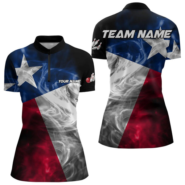 Maxcorners Smoke Texas Flag Black Bowling Polo, Quarter Zip Shirt For Men & Women Custom Patriotic Team Bowling Jersey Nqs9631
Regular Price$39.99