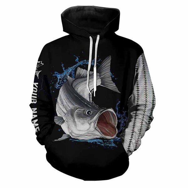 Maxcorners Customize All Over Printed 3D Striped Bass (Striper) Fishing Hoodie