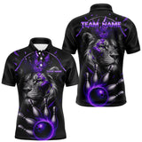 Maxcorners Custom Black and Purple Lion Bowling Polo, Quarter Zip shirts for Men, Lion Team Bowling Jerseys TU2908