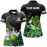 Maxcorners Green shamrock lucky Women bowling shirts Custom St Patrick Day black Team League Bowling Jerseys