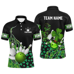 Maxcorners Green Shamrock Lucky Bowling Jersey Multicolor Option Customized Name, Team Name 3D Shirt