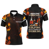 Maxcorners Golf and wine argyle Men golf polo shirt custom Weekend forecast golfing with a chance of drinking