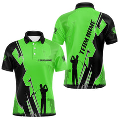 Maxcorners Mens golf polo shirts custom green and black golf tops for men, best golf gifts LM1506