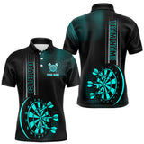 Maxcorners Personalized Black and Turquoise Darts Polo, Quarter Zip Shirt For Men Custom Dart Outfit Team Jersey LM0409