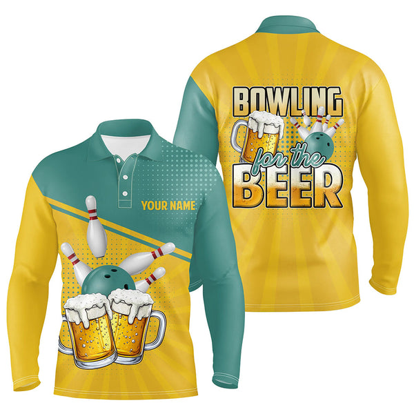 Maxcorners Personalized Bowling For The Beer Retro Bowling Polo, 1/4 Zip Shirt CustomTeam Bowling Jerseys