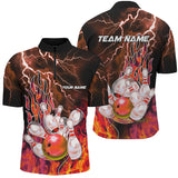 Maxcorners Bowling Ball And Pins Lightning ThunderCustomized Name, Team Name 3D Shirt