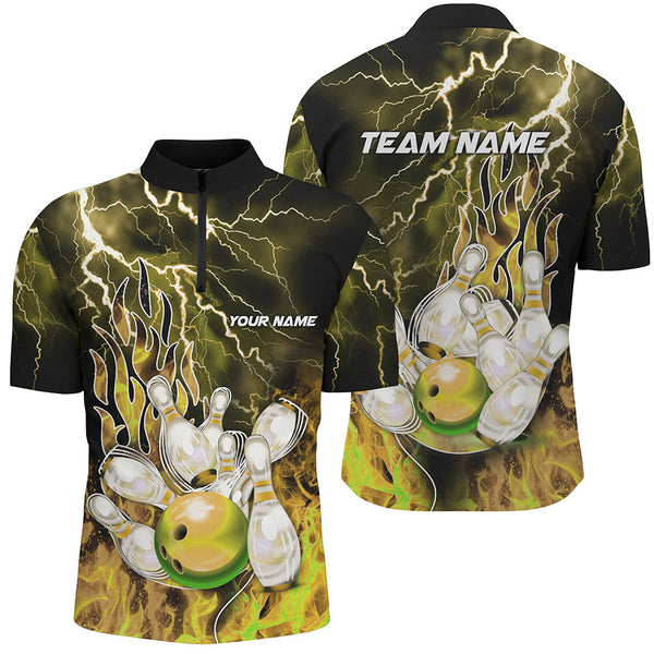 Maxcorners Bowling Ball And Pins Lightning ThunderCustomized Name, Team Name 3D Shirt