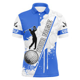 Maxcorners Men golf polo shirt custom white camo golf ball clubs best mens golf wear, golf gifts for men | Blue