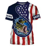 Maxcorners Largemouth Bass Fishing American Flag Patriotic Customize Name 3D Shirts