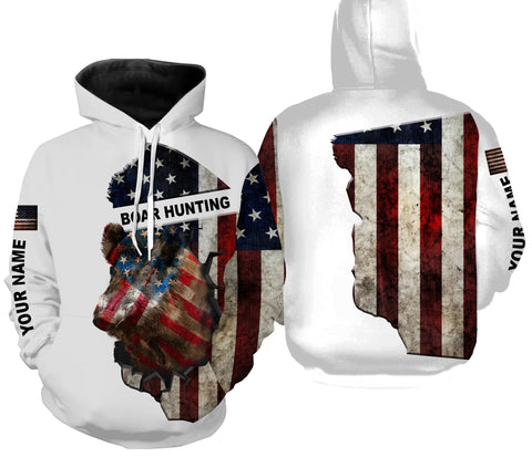 Maxcorners Wild hog hunting American flag patriotic legend boar hunter 3d shirts- personalized boar hunting shirts LM2608