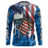 Maxcorners American flag patriot Crappie blue camo fishing, custom mens long sleeve sun protection fishing shirts MT2108
