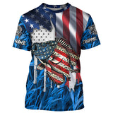 Maxcorners American flag patriot Crappie blue camo fishing, custom mens long sleeve sun protection fishing shirts MT2108