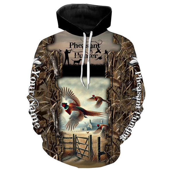Maxcorners Pheasant Hunting Camo Customize Name 3D All Over Printed Shirts Personalized gift For Hunting Lovers LM2608