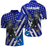 Maxcorners Blue American Flag Eagle Bowling Jersey Customized Name, Team Name 3D Shirt