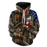 Maxcorners Deer hunting camo American flag patriotic custom name deer hunting all over printed shirts LM2608