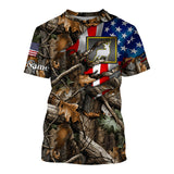 Maxcorners Deer hunting camo American flag patriotic custom name deer hunting all over printed shirts LM2608