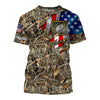 Maxcorners Bass Fishing Camo American Flag Patriotic Customize Name 3D Shirts