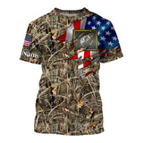 Maxcorners Bass Fishing Camo American Flag Patriotic Customize Name 3D Shirts