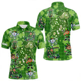 Maxcorners Personalized Green Shamrock Lucky Men Golf Polo Shirts Custom St Patrick Day Golf Tops For Mens And Women