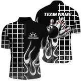 MaxCorners Bowling And Pins Black And White Retro  Customized Name, Team Name 3D Polo Shirt For Men