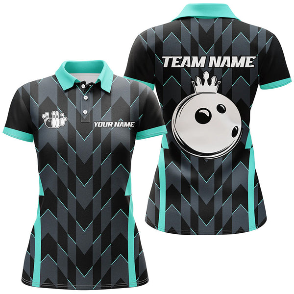 Maxcorners Bowling Ball And Pins Camo  Customized Name, Team Name 3D Polo Shirt