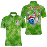 Maxcorners Personalized Funny Green Snowflake Christmas Bowling Team Shirts For Men, Christmas Bowling Gifts LM0910