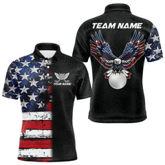 Maxcorners American Flag Eagle Mens Golf Polo Shirts Custom patriotic golf shirts for men, mens golf apparel TU0501