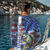 Maxcorners American flag Crappie lightning Long Sleeve Fishing Shirts custom Patriotic Crappie fishing jerseys LM0501