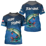 Maxcorners Blue camo Musky fishing Custom performance long sleeve team Muskellunge fishing tournament shirts MT2108