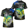 Maxcorners Personalized Black and Green Mahi Mahi fishing scales compass Performance long sleeve Fishing Shirts LM1112