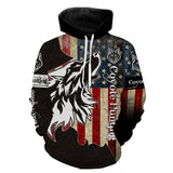 Maxcorners Coyote Hunting Camo American flag patriotic coyote tattoo Customize Name 3D All Over Printed Shirts LM2608