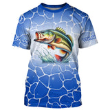 Maxcorners Personalized blue water camo Largemouth bass Long Sleeve Fishing Shirts, Tournament Fishing Jerseys MT2108
