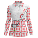 Maxcorners Red argyle pattern Christmas Women golf polo shirt custom golf tops for ladies Christmas golf gifts