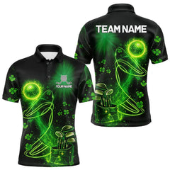 Maxcorners Green shamrock lightning thunder St Patrick's Day Mens Golf Polo Shirts custom mens golf outfits TU0601