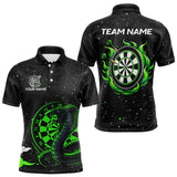 Maxcorners Black And Green Cobra Snake Darts Polo, Quarter Zip Shirts For Men Custom Name Darts Team Jerseys 