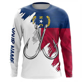 Maxcorners North Carolina flag NC Fishing Fish Hook UV protection custom long sleeve Patriotic fishing apparel MT2108