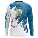 Maxcorners South Dakota flag SD Fishing Fish Hook UV protection custom long sleeve Patriotic fishing apparel MT2108