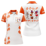 Maxcorners Funny Halloween Golf Shirt Custom Name Women Golf Polo Shirt - Flamingo Golf Friend Halloween Shirt