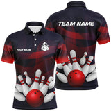 Maxcorners Custom Purple and Red Gradient Bowling Polo, 1/4 Zip Shirts For Men, Personalized Bowling Team Jerseys