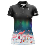 Maxcorners Funny Christmas Flamingo Women golf polo shirt custom ladies golf tops Flamingo Christmas golf gifts