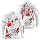 Maxcorners Personalized Canadian Flag Grunge Pattern Bowling Shirts For Men Custom Canada Bowling Team Jerseys