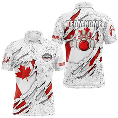Maxcorners Personalized Canadian Flag Grunge Pattern Bowling Shirts For Men Custom Canada Bowling Team Jerseys