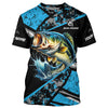Maxcorners Largemouth Bass fishing Blue camo Long Sleeve Performance Fishing Shirt custom Bass fishing jerseys MT2108