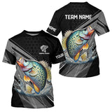 Maxcorners Personalized Black camo Crappie Fishing Jerseys, Crappie Long Sleeve Fishing Tournament Shirts MT2108