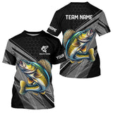 Maxcorners Personalized Black camo Walleye Fishing Jerseys, Walleye Long Sleeve Fishing Tournament Shirts MT2108