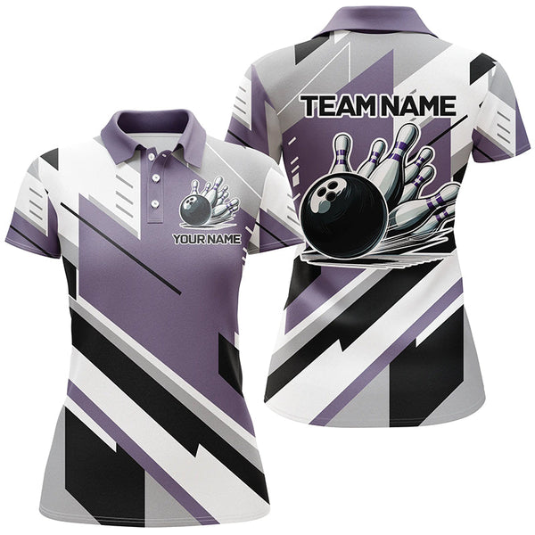 Maxcorners Purple Classic Bowling Jersey Customized Name, Team Name 3D Shirt