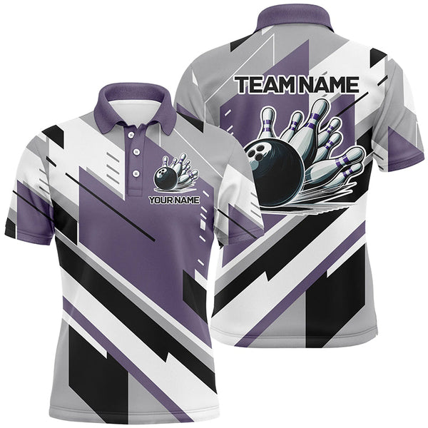 Maxcorners Purple Classic Bowling Jersey Customized Name, Team Name 3D Shirt