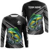 Maxcorners Personalized Black camo Mahi mahi Fishing Jersey, Dorado Long Sleeve Fishing Tournament Shirts LM0611